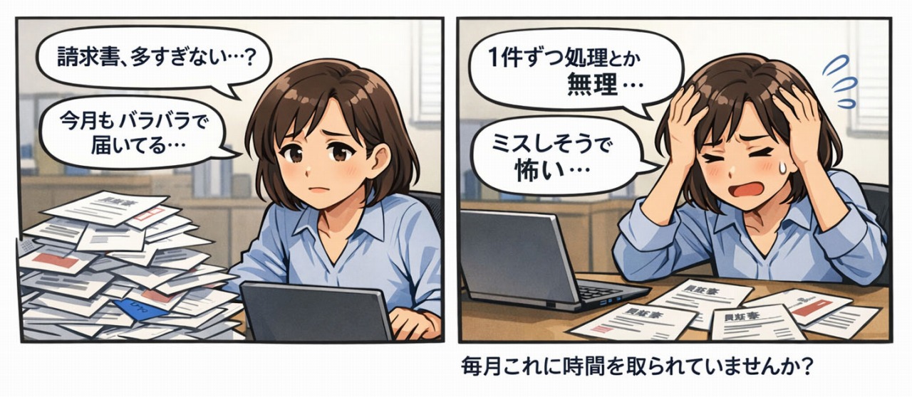 印刷請求書の山