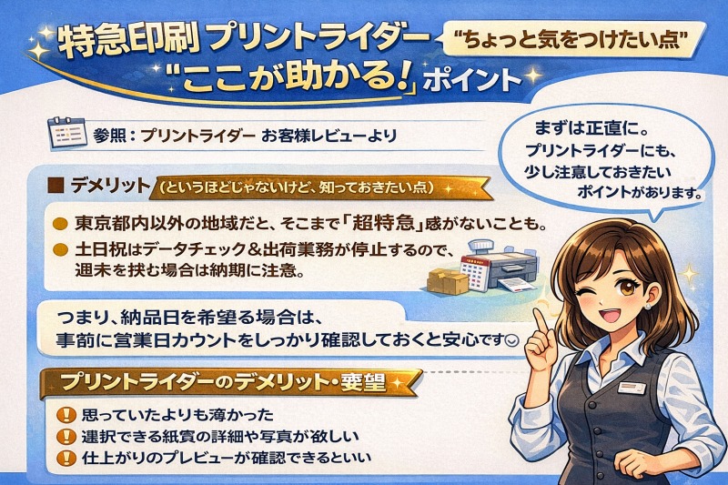 プリントライダーの注意点と利点