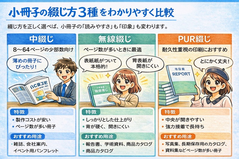 小冊子の綴じ方3種